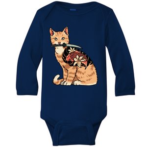 Catana Japanese Samurai Baby Long Sleeve Bodysuit