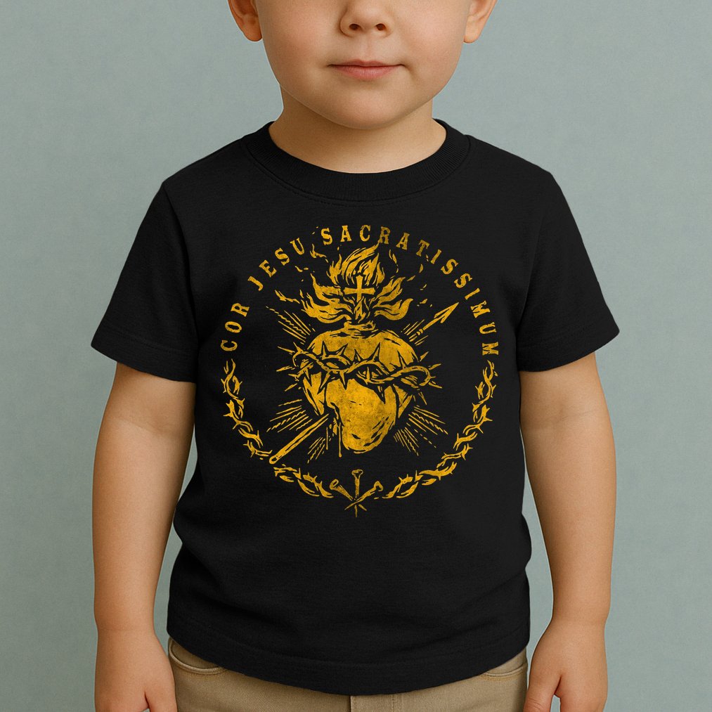 Cor Jesu Sacratissimum Sacred Heart Of Jesus Catholic Faith Toddler T-Shirt
