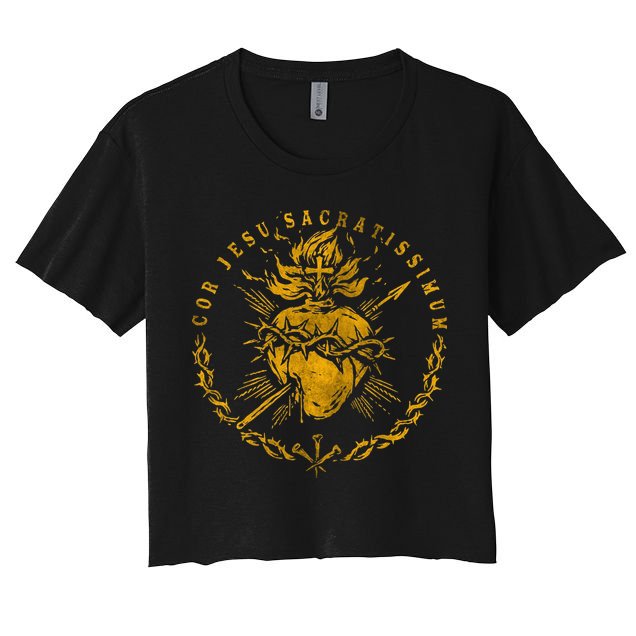 Cor Jesu Sacratissimum Sacred Heart Of Jesus Catholic Faith Crop Top
