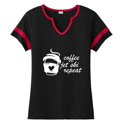 Coffee Jet Ski Repeat Gift For Skier Ladies Halftime Notch Neck Tee