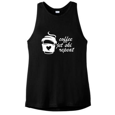 Coffee Jet Ski Repeat Gift For Skier Ladies PosiCharge Tri-Blend Wicking Tank