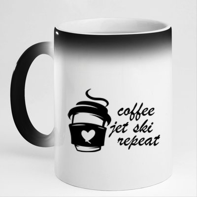 Coffee Jet Ski Repeat Gift For Skier 11oz Black Color Changing Mug