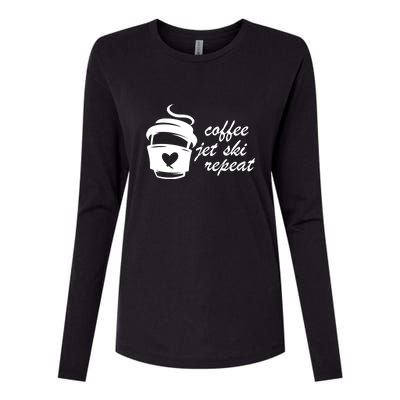 Coffee Jet Ski Repeat Gift For Skier Womens Cotton Relaxed Long Sleeve T-Shirt