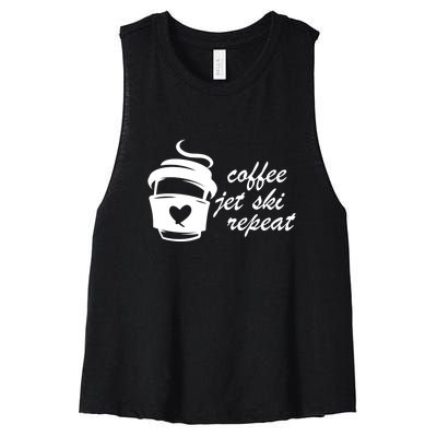 Coffee Jet Ski Repeat Gift For Skier Women's Racerback Cropped Tank