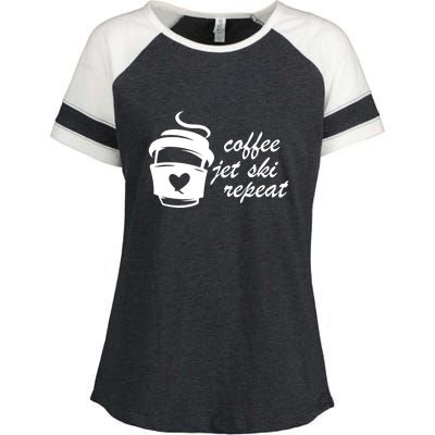 Coffee Jet Ski Repeat Gift For Skier Enza Ladies Jersey Colorblock Tee