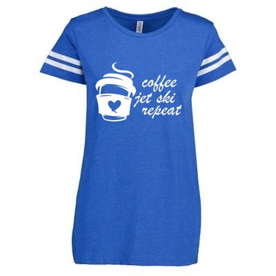 Coffee Jet Ski Repeat Gift For Skier Enza Ladies Jersey Football T-Shirt