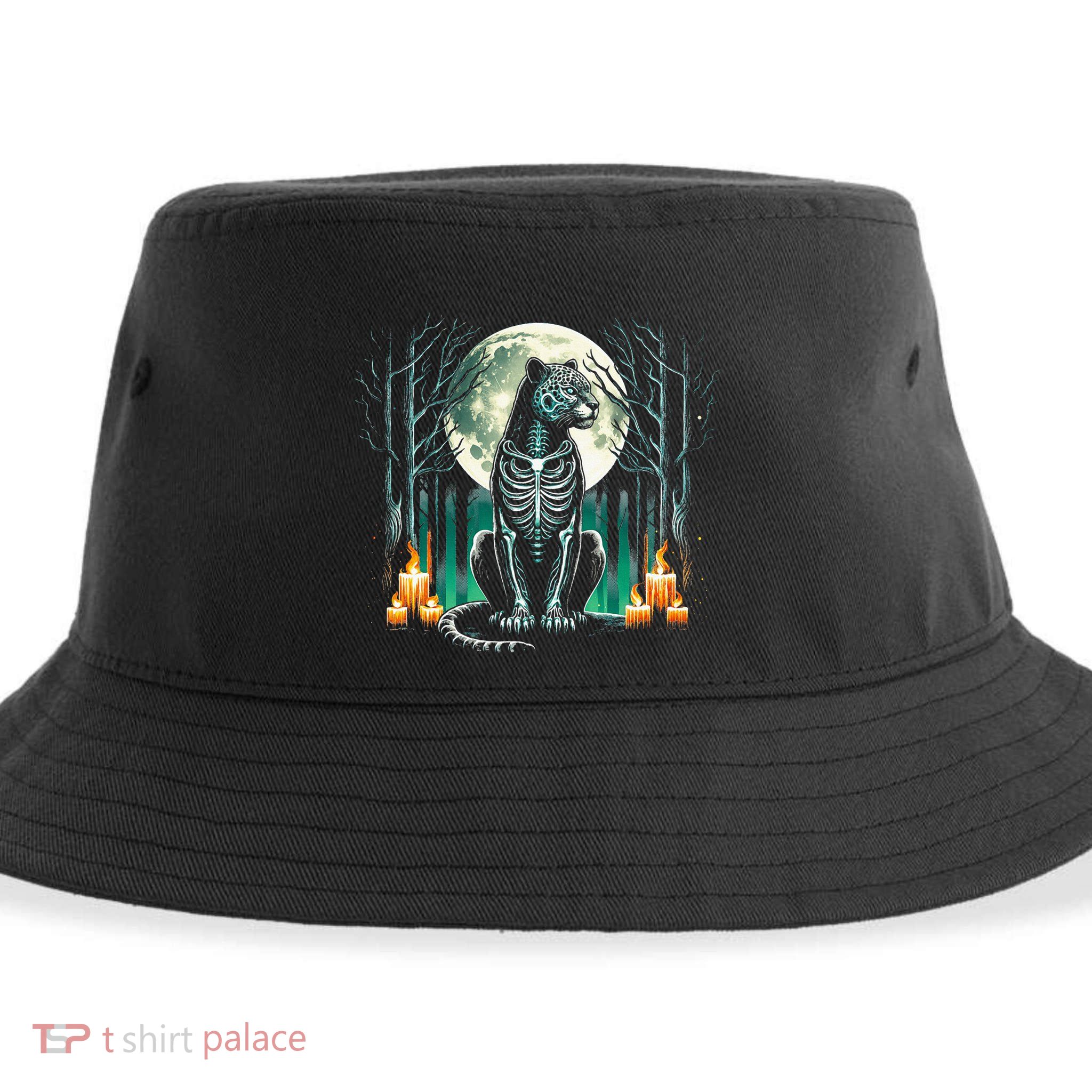 Cool Jaguar Skeleton Halloween Christmas Birthday Sustainable Bucket Hat