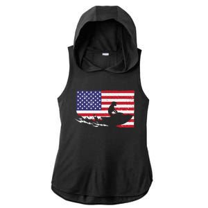 Cool Jet Ski For Skiers US American Flag Skiing Ladies PosiCharge Tri-Blend Wicking Draft Hoodie Tank