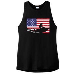 Cool Jet Ski For Skiers US American Flag Skiing Ladies PosiCharge Tri-Blend Wicking Tank