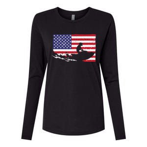 Cool Jet Ski For Skiers US American Flag Skiing Womens Cotton Relaxed Long Sleeve T-Shirt