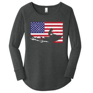 Cool Jet Ski For Skiers US American Flag Skiing Women's Perfect Tri Tunic Long Sleeve Shirt