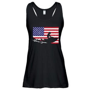 Cool Jet Ski For Skiers US American Flag Skiing Ladies Essential Flowy Tank