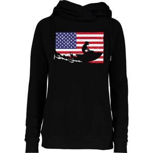 Cool Jet Ski For Skiers US American Flag Skiing Womens Funnel Neck Pullover Hood