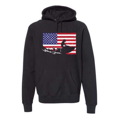 Cool Jet Ski For Skiers US American Flag Skiing Premium Hoodie