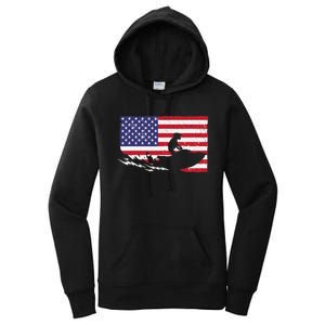 Cool Jet Ski For Skiers US American Flag Skiing Women's Pullover Hoodie