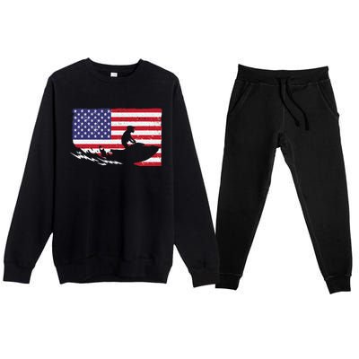 Cool Jet Ski For Skiers US American Flag Skiing Premium Crewneck Sweatsuit Set