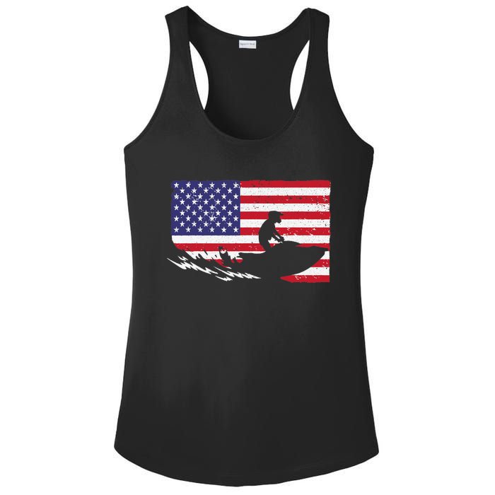 Cool Jet Ski For Skiers US American Flag Skiing Ladies PosiCharge Competitor Racerback Tank