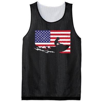 Cool Jet Ski For Skiers US American Flag Skiing Mesh Reversible Basketball Jersey Tank