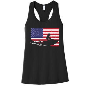 Cool Jet Ski For Skiers US American Flag Skiing Women's Racerback Tank