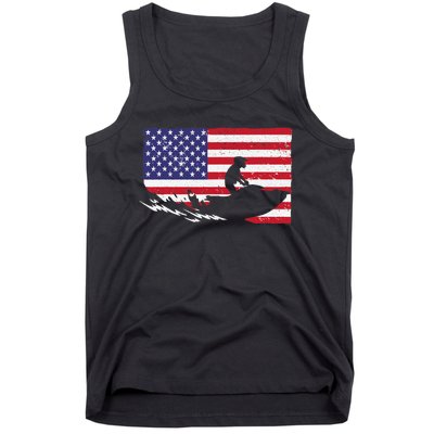 Cool Jet Ski For Skiers US American Flag Skiing Tank Top