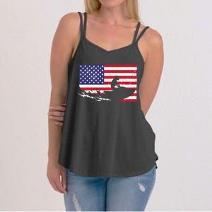 Cool Jet Ski For Skiers US American Flag Skiing Women's Strappy Tank