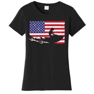 Cool Jet Ski For Skiers US American Flag Skiing Women's T-Shirt