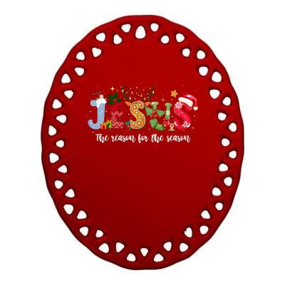 Christian Jesus The Reason Xmas Holiday Season Christmas Ceramic Oval Ornament