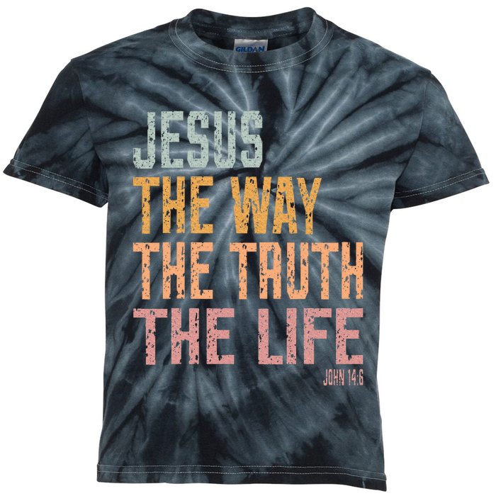 Christian Jesus The Way Truth Life Kids Tie-Dye T-Shirt