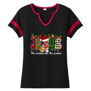 Christian Jesus The Reason Candy Cane Xmas Holiday Season Great Gift Ladies Halftime Notch Neck Tee