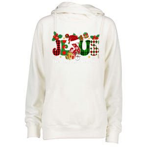 Christian Jesus The Reason Candy Cane Xmas Holiday Season Great Gift Womens Funnel Neck Pullover Hood