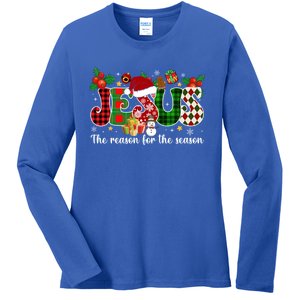 Christian Jesus The Reason Candy Cane Xmas Holiday Season Great Gift Ladies Long Sleeve Shirt