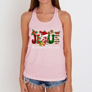 Christian Jesus The Reason Candy Cane Xmas Holiday Season Great Gift Women's Knotted Racerback Tank