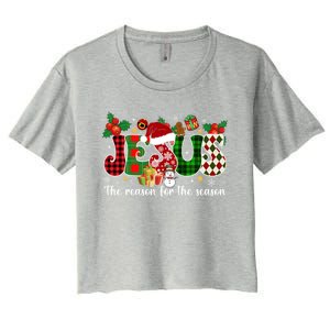 Christian Jesus The Reason Candy Cane Xmas Holiday Season Great Gift Women's Crop Top Tee