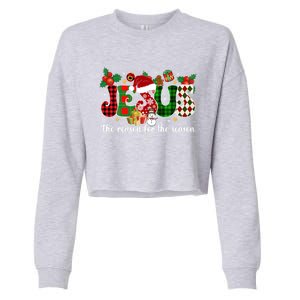 Christian Jesus The Reason Candy Cane Xmas Holiday Season Great Gift Cropped Pullover Crew