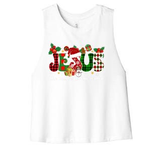 Christian Jesus The Reason Candy Cane Xmas Holiday Season Great Gift Women's Racerback Cropped Tank