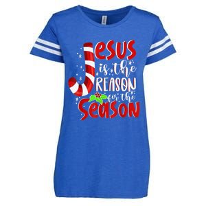 Christian Jesus The Reason Christmas Matching Family Funny Gift Enza Ladies Jersey Football T-Shirt