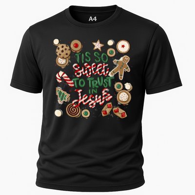 Christmas Jesus Tis So Sweet To Trust In Jesus Gingerbread Cooling Performance Crew T-Shirt