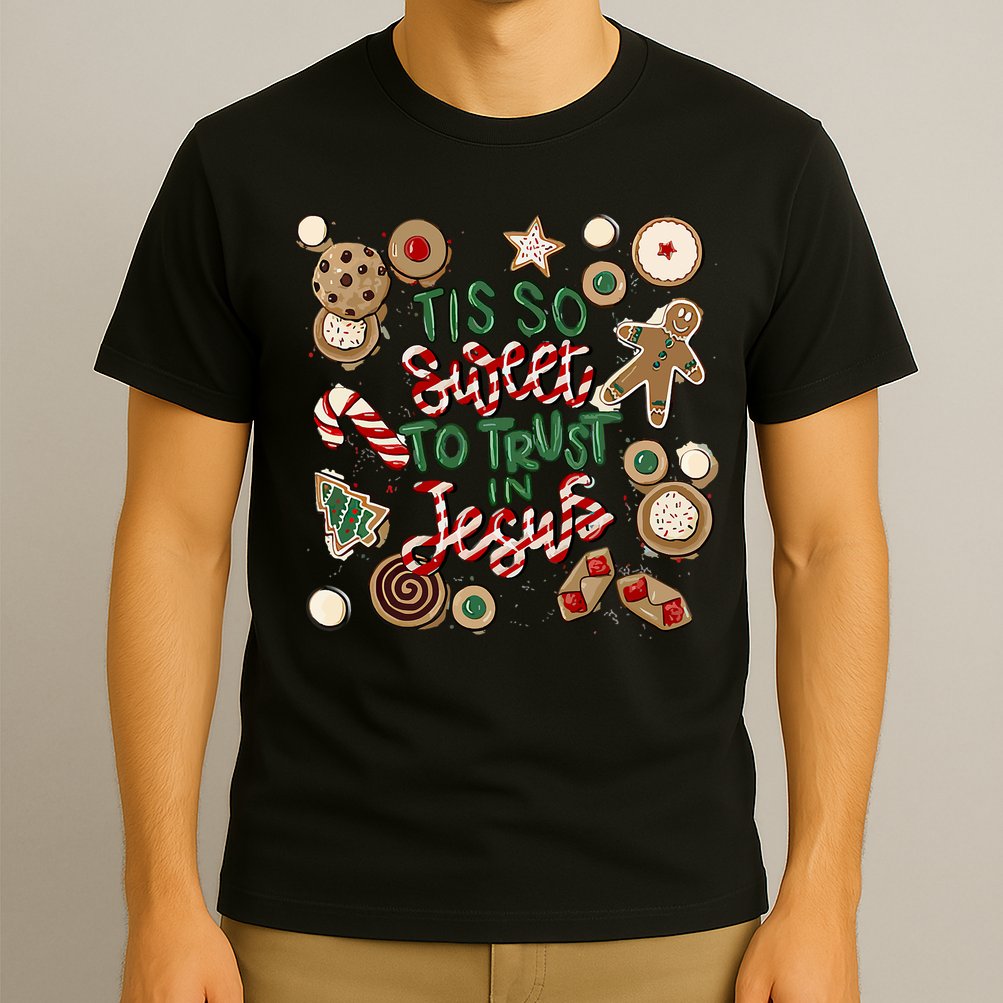 Christmas Jesus Tis So Sweet To Trust In Jesus Gingerbread T-Shirt