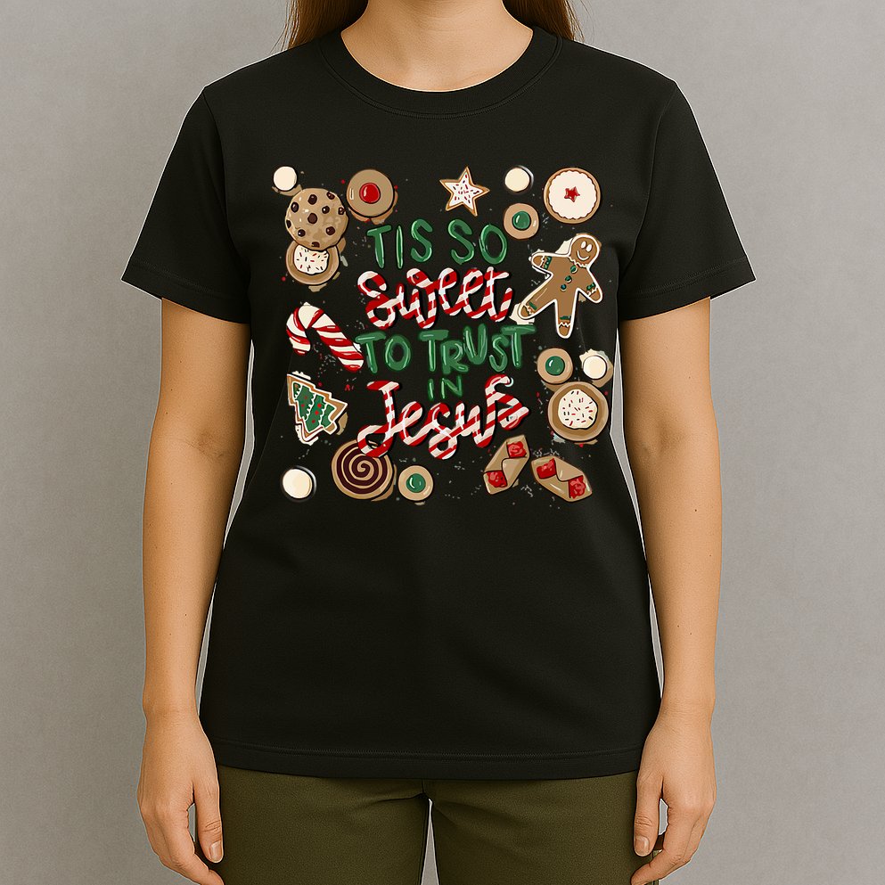 Christmas Jesus Tis So Sweet To Trust In Jesus Gingerbread T-Shirt