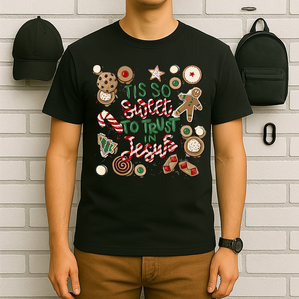 Christmas Jesus Tis So Sweet To Trust In Jesus Gingerbread T-Shirt