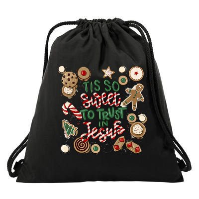 Christmas Jesus Tis So Sweet To Trust In Jesus Gingerbread Drawstring Bag