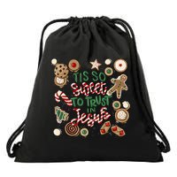 Christmas Jesus Tis So Sweet To Trust In Jesus Gingerbread Drawstring Bag