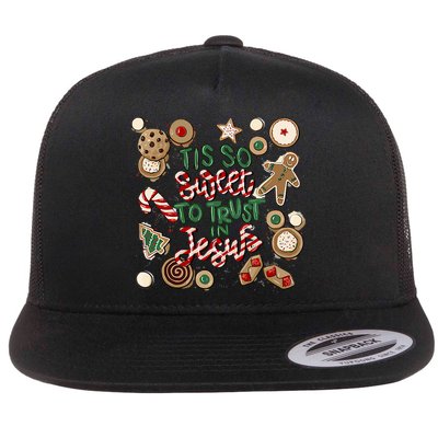 Christmas Jesus Tis So Sweet To Trust In Jesus Gingerbread Flat Bill Trucker Hat