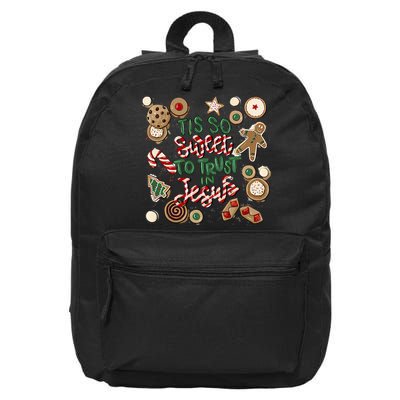 Christmas Jesus Tis So Sweet To Trust In Jesus Gingerbread 16 in Basic Backpack