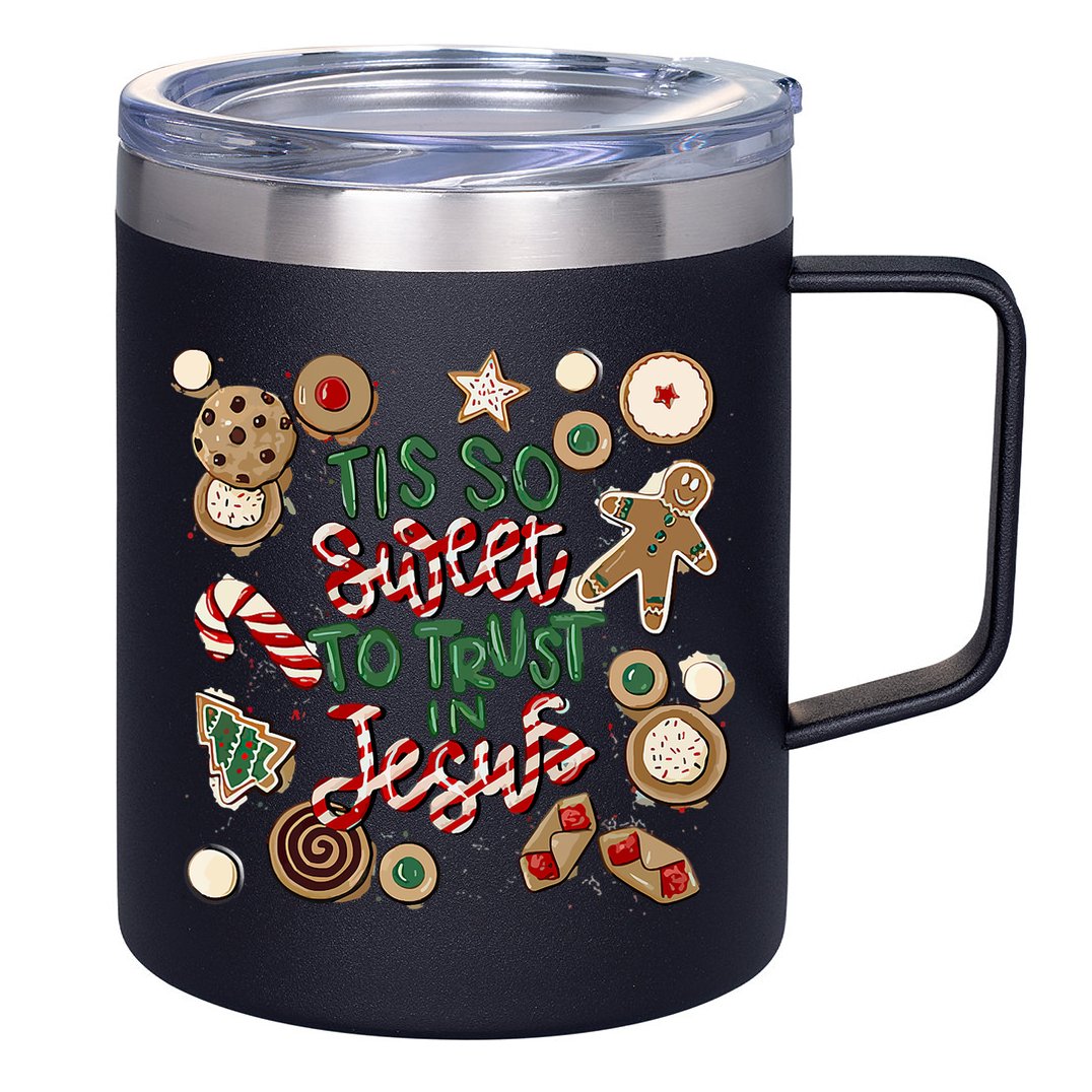 Christmas Jesus Tis So Sweet To Trust In Jesus Gingerbread 12oz Stainless Steel Coffee Mug