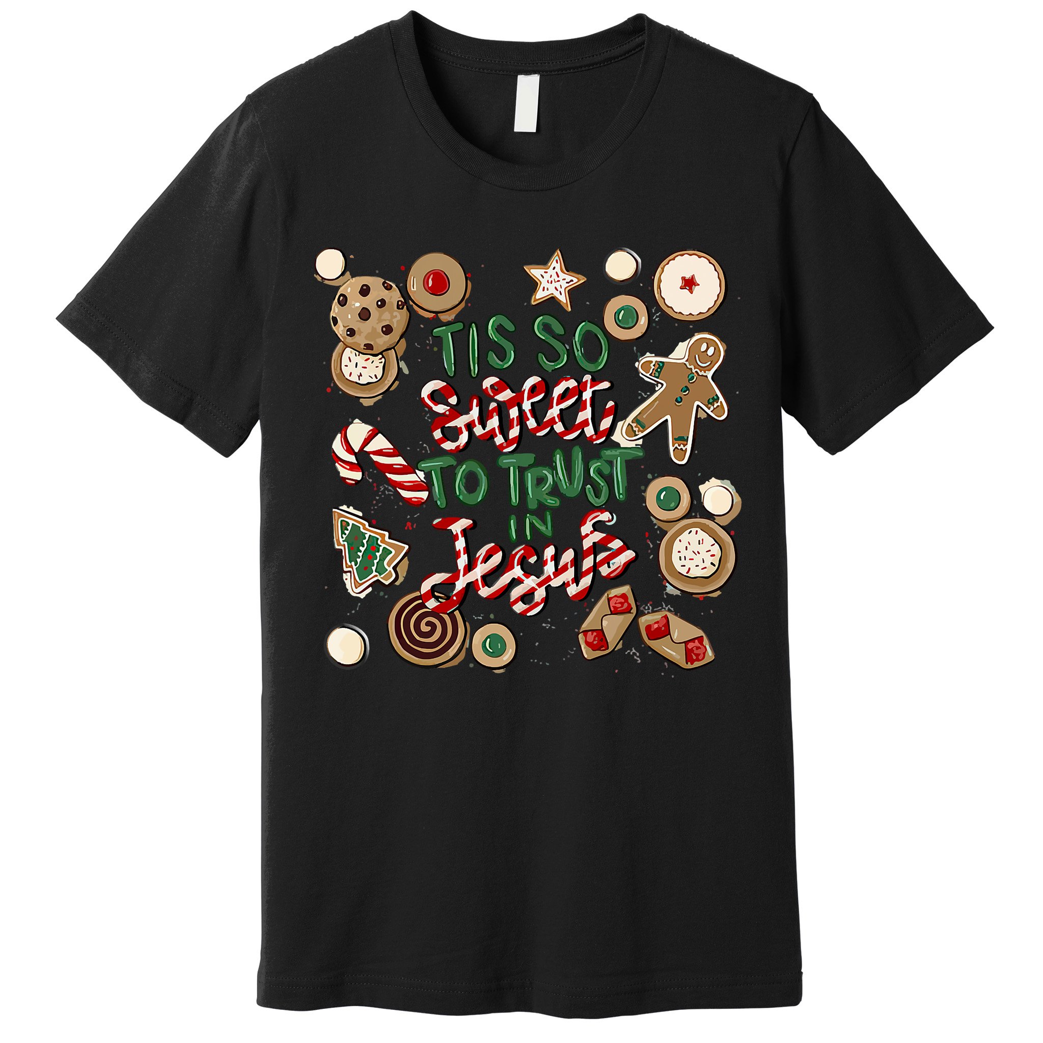 Christmas Jesus Tis So Sweet To Trust In Jesus Gingerbread Premium T-Shirt