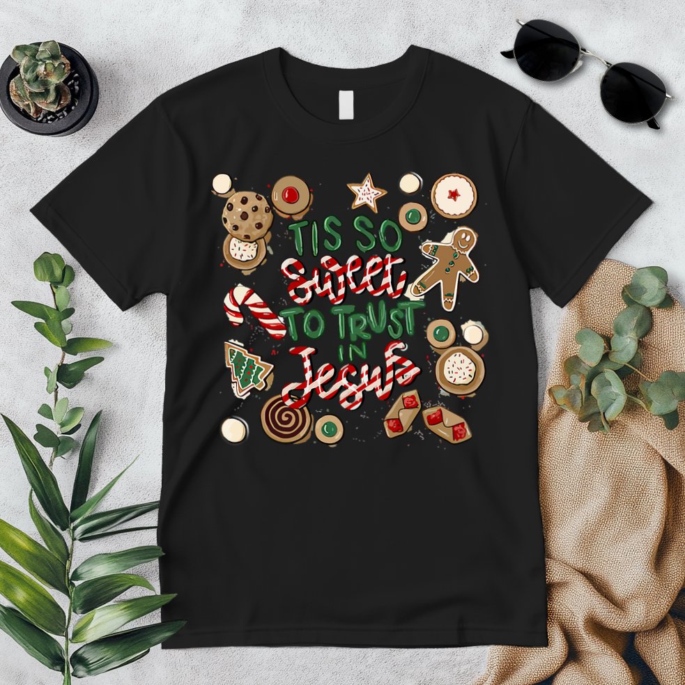 Christmas Jesus Tis So Sweet To Trust In Jesus Gingerbread Premium T-Shirt