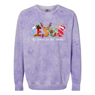 Christian Jesus The Reason Xmas Holiday Season Christmas Colorblast Crewneck Sweatshirt