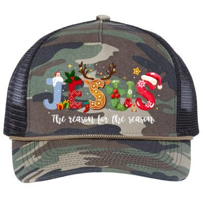 Christian Jesus The Reason Xmas Holiday Season Christmas Retro Rope Trucker Hat Cap