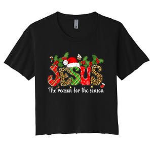 Christian Jesus The Reason Xmas Holiday Season Christmas Women's Crop Top Tee